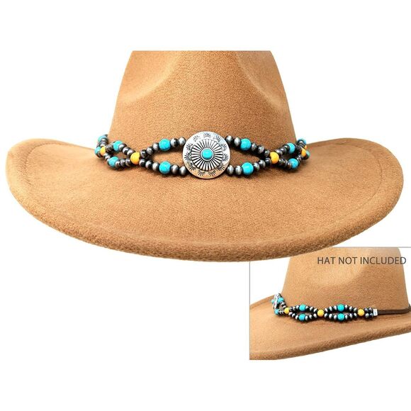 3366 Women\'s Cowgirl Chic Western Hat Band Silver Tone Concho Natural main image 5